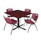 Cain Cain Square Table & Chair Set, Wood, Metal, Plastic Top, Mahogany TB4848MH47BY - alternate 1
